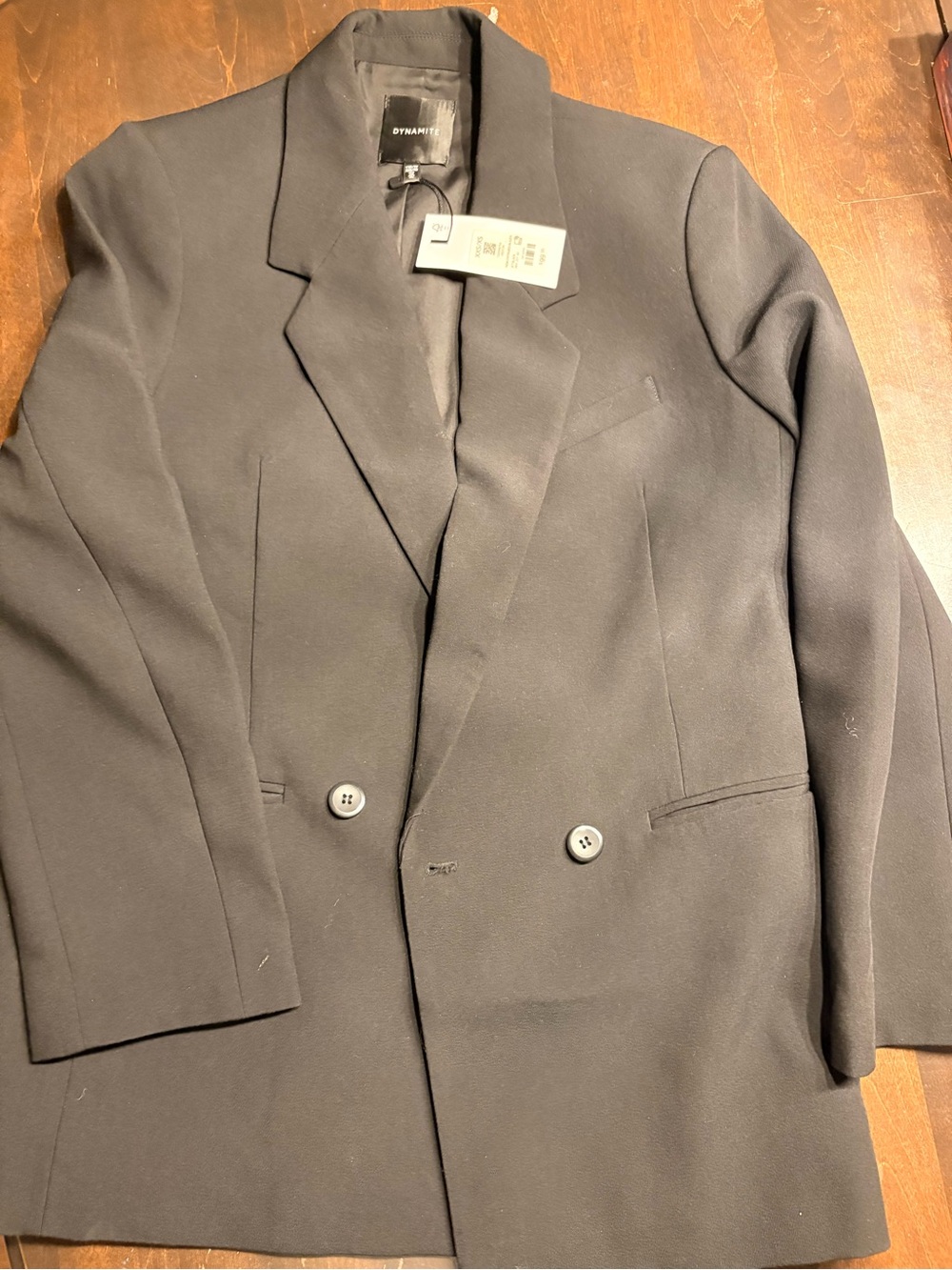 Dynamite Women's Double-Breasted Black Blazer Coat